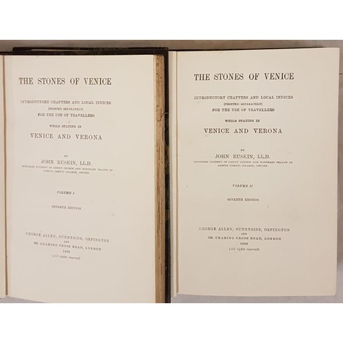 152 - John Ruskin. The Stones of Venice. 1898. 2 volumes. Beautiful half calf. (2)