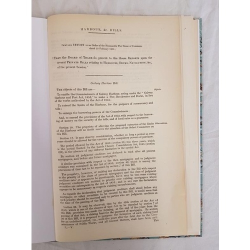 155 - Harbour Bills 1860/61 Relating to Galway-Westport-New Ross. Folio. Attractive recent binding.... 