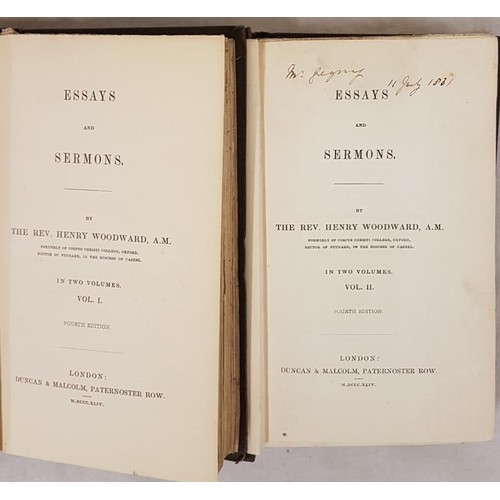 175 - Rev Henry Woodward (Rector of Fethard in Co Tipperary), Essays and Sermons, in 2 vols with original ... 