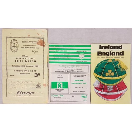 440 - IRFU Final International Trial Match Programmes, Sat, 30th January 1960; Greystones Season 1978-79 M... 