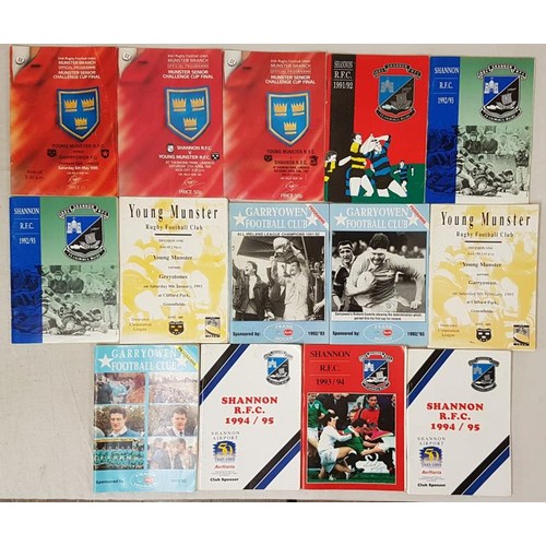 441 - Shannon, Young Munster & Garryowen Match Programmes 1990-95 (14)