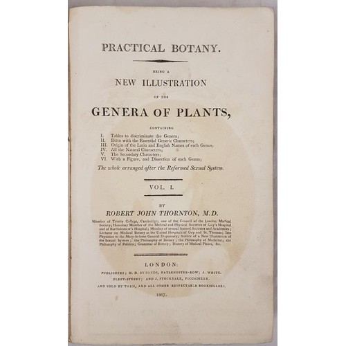 456 - Robert J. Thornton. Practical Botany. 1807. Volume 1. 99 fine botanical plates.