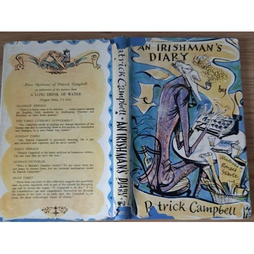 510 - An Irishman’s Diary (Patrick Campbell, 1950). Tipped in is a hand-coloured Cuala Press Card, N... 