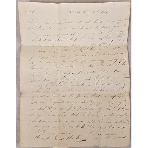 521 - Postal Interest - 1821 Entire Letter to Dublin with good strike of Parsonstown mileage mark
