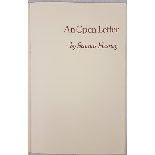 534 - Seamus Heaney An Open Letter, 1st Edition, 1983, s/c, dj