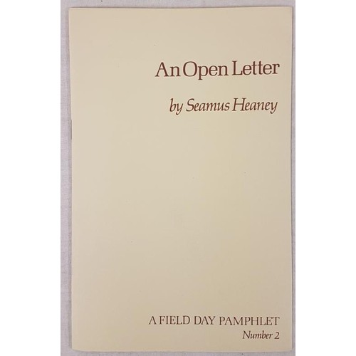 534 - Seamus Heaney An Open Letter, 1st Edition, 1983, s/c, dj