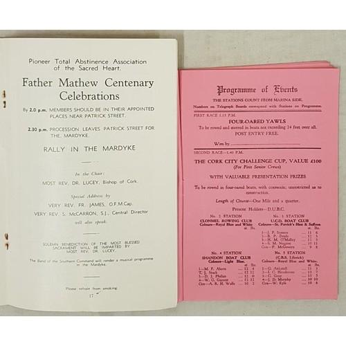 537 - Cork interest. Father Mathew centenary Celebrations Cork, June 1956. Souvenir Programme and Cor... 