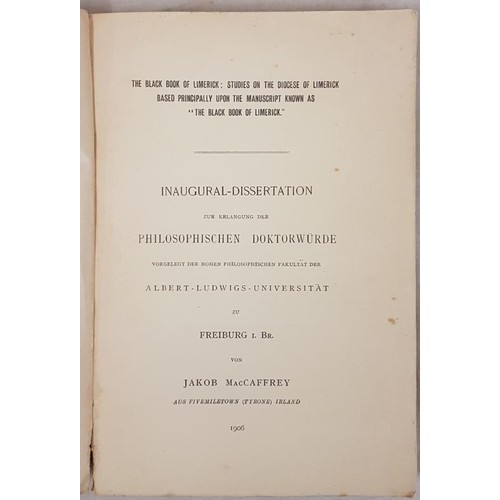 551 - The Black Book of Limerick: Studies on Diocese of Limerick, Based upon Manuscript. Inaugural-Dissert... 