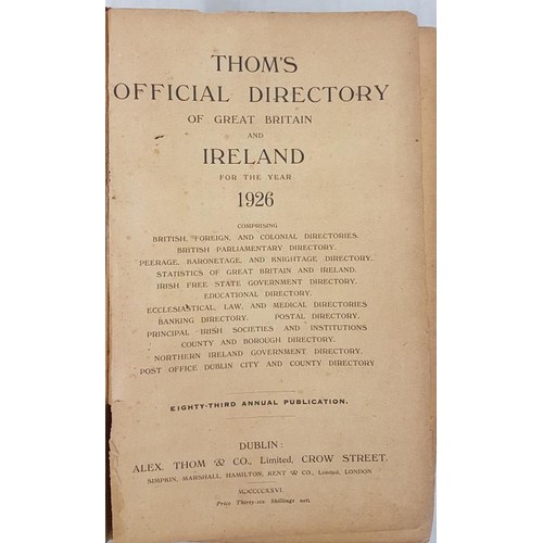651 - Thoms Official Directory of G. B. and Ireland. Dublin. 1926.