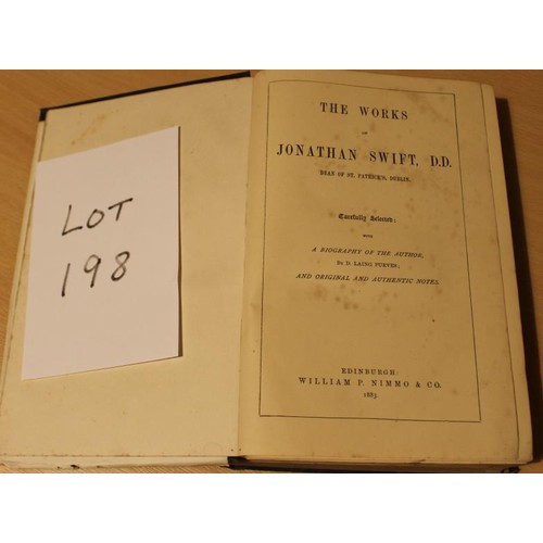 198 - Irish interest. Swift’s Works Dean of Saint Patrick’s Dublin (HB) 1st ed 1883 Willian P Nimmo.