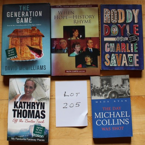 205 - Signed Books. The day Michael Collins was shot by Meda Ryan, Off the beaten Track by Kathryn Thomas,... 