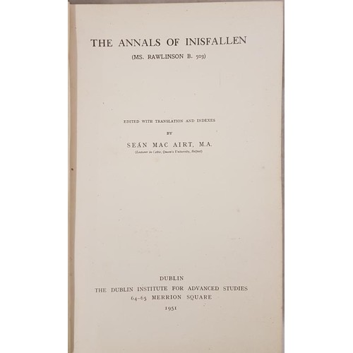 295 - The Annals of Inisfallen (HB) edited by Sean Mac Airt 1st ed 1951