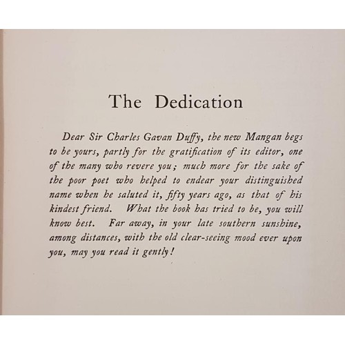 296 - Irish Poetry. James Clarence Mangan Poems & a Study (HB) dedication to Sir Charles Gavin Duffy 1... 