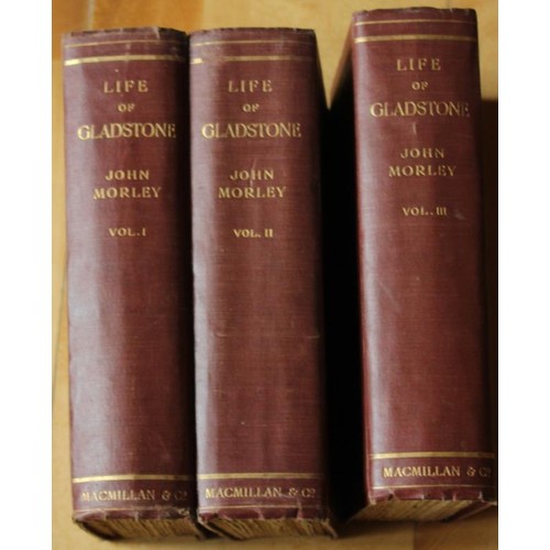 496 - The Life of William Ewart Gladstone by John Morley (HB) in three Volumes Macmillan & Co 1903 1st... 