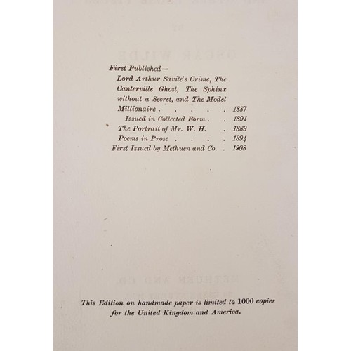 51 - Oscar Wilde. Lord Arthur Savile’s Crime and Other Prose Pieces. 1908. Limited edition. Origina... 