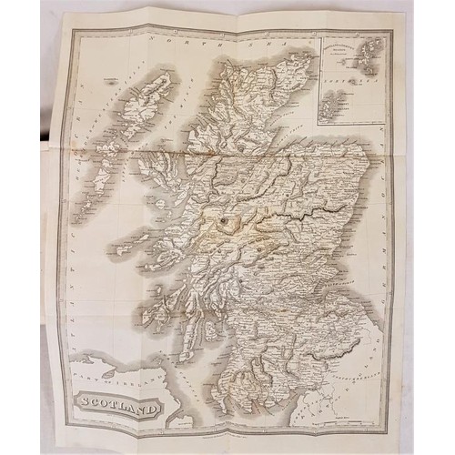 106 - R & W. Chambers. The Gazetteer of Scotland. 1832. Large folding map and steel engravings. Half c... 