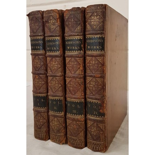 146 - Addison, Joseph The Works, 1741, 4 vols., quarto, contemporary leather bindings, spines richly gilt ... 