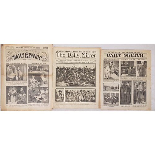 748 - 3 tabloid British papers dated 27th April, 1916, 6th December 1919 and 6th February 1920. Much Irish... 