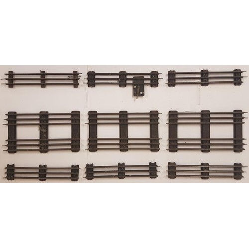 96 - Hornby 0 Gauge 3-rail track straights, twin and singles, connector rail