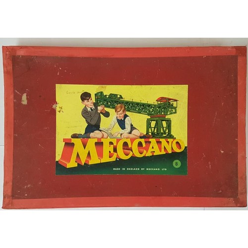 101 - Meccano Set: Double Set No. 8 with Instruction Book. 1945 to 1957. Wired into Original Box