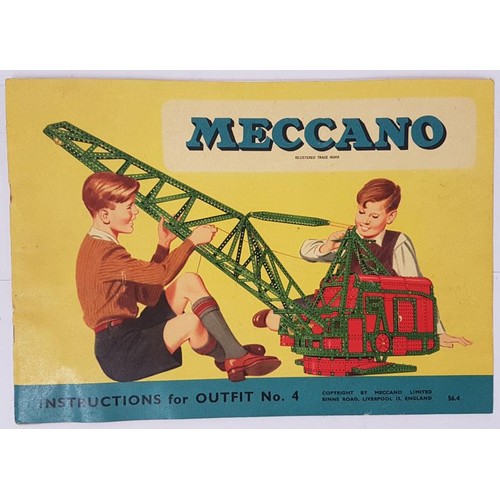 106 - Meccano No. 4 with Instruction Book. 1945 to 1957. Wired into Original Box