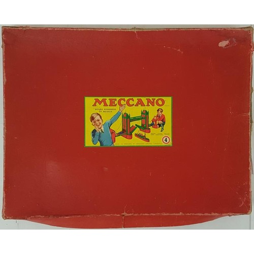 106 - Meccano No. 4 with Instruction Book. 1945 to 1957. Wired into Original Box