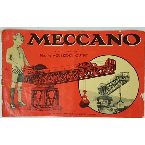 107 - Meccano Accessory Outfit No. 4a with Instruction Book. 1945 to 1957. Wired into Original Box