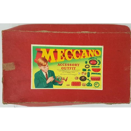 107 - Meccano Accessory Outfit No. 4a with Instruction Book. 1945 to 1957. Wired into Original Box