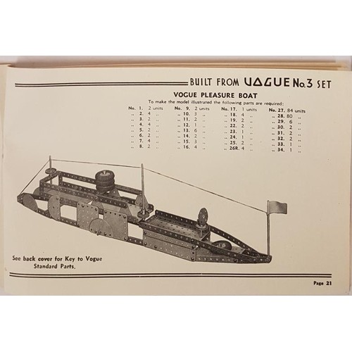 109 - Vogue Steel Construction Set. No. 3 Major with Instruction Book. 1945 to 1957. Wired into Original B... 