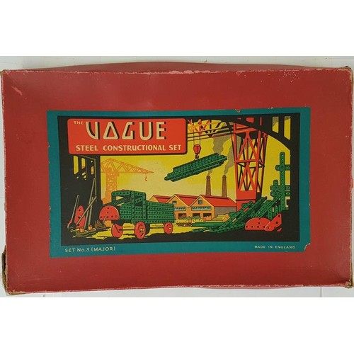 109 - Vogue Steel Construction Set. No. 3 Major with Instruction Book. 1945 to 1957. Wired into Original B... 