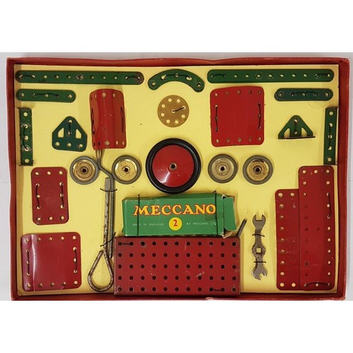 110 - Meccano No. 2 with Instruction Book. 1945 to 1957. Wired into Original Box