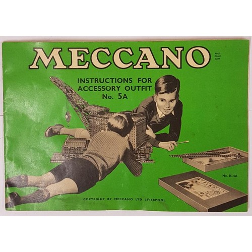 113 - Meccano Accessory Outfit No. 5a with Instruction Book. 1945 to 1957. Wired into Original Box