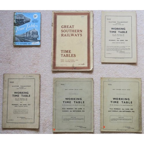 252 - CIÉ Rail Working Time Tables 1949 – 1975; and GNR and GSR Public Rail TTs, GN and UTA R... 