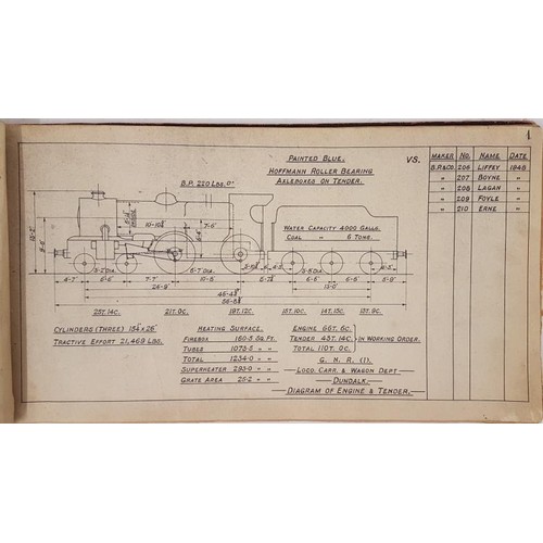 274 - 'G.N.R.I. Locomotives - Diagrams of.....' F.A. Campion, Chief Engineer (1909-1929). Rolling Stock Sr... 