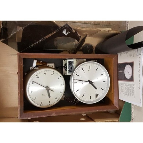 437 - Small English Clock Systems Master Clock and Slave (Glass Damaged)