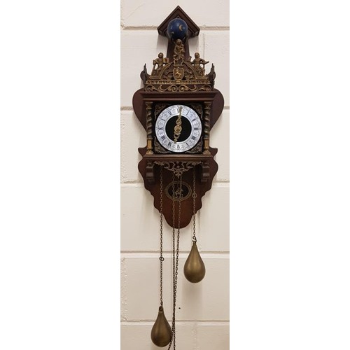 441 - Dutch Zandam Style Clock and Pear Shaped Weights