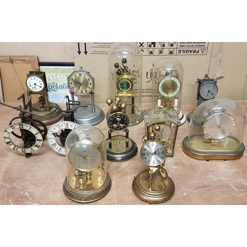 459 - Collection of 12 Anniversary Clocks, 4 with Glass Domes