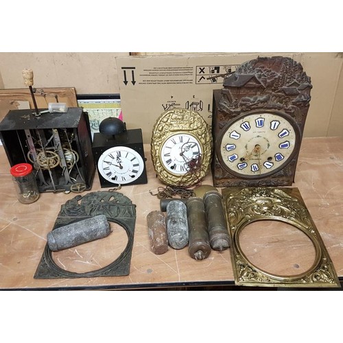 461 - 4No. French Decorative Weight Driven Wall Clocks A/F with weights, parts, etc.