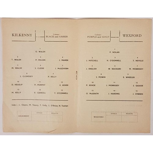 29 - G.A.A.: 1960 Leinster Hurling Final between Kilkenny & Wexford Match Programme. July 24th... 