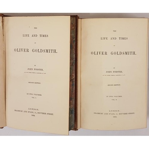 66 - FINE BINDING. Forster, John. The Life and Times of Oliver Goldsmith. Two volumes. London, Bradbury a... 