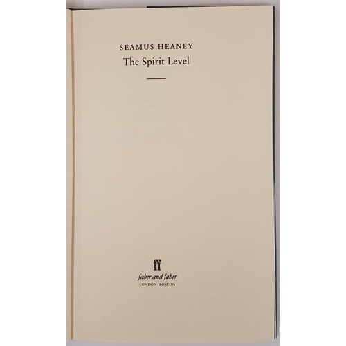 468 - Seamus Heaney. The Spirit Level. 1996. 1st Pictorial dust jacket. Fine