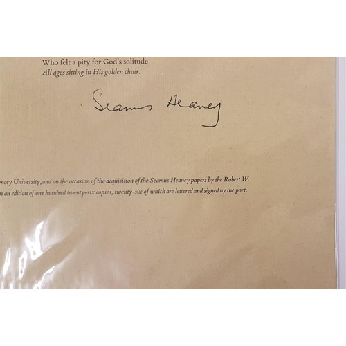 595 - Seamus Heaney; The Comet at Lullwater an edition of 126 copies. Very rare signed copy