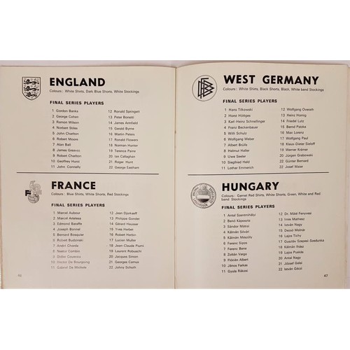 599 - World Championship Souvenir Programme; England v West Germany Saturday July 30th 1966