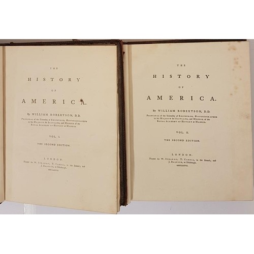 633 - A History of America Vol 1 and 2 by William Robertson 1778. With maps