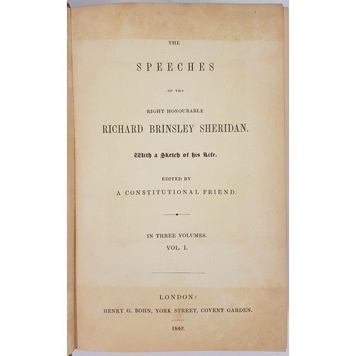 3 - The Speeches OF The Right Honourable Richard Brinsley Sheridan. With a sketch of his life. Edited by... 