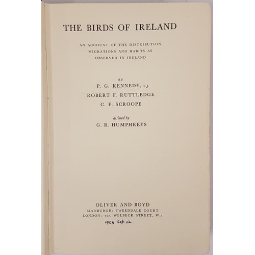 72 - P. Kennedy and R. F. Ruttledge. Birds of Ireland. 1954. 1st Numerous illustrations. Fine d.j.... 