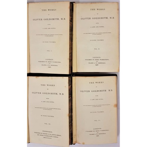 159 - The Works Of Oliver Goldsmith M.B. with a Life and Notes, in four vols. London 1837, half calf (4)... 