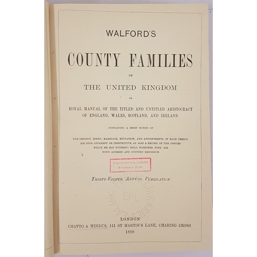 170 - Walford's County Families of the United Kingdom or the Royal Manual of the Titled and Untitled Arist... 