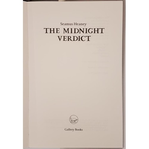 197 - Seamus Heaney. The Midnight Verdict. 1993. 1st Limited edition. Pictorial d.j. after Tony 0'Malley p... 