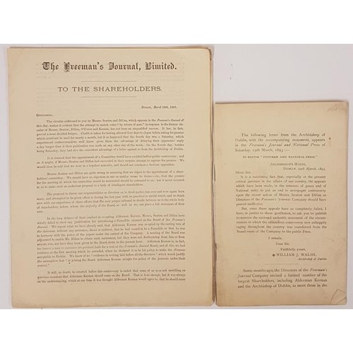 204 - Letters from the Archbishop of Dublin. March 1893 to the Directors of the Freemans Journal and other... 